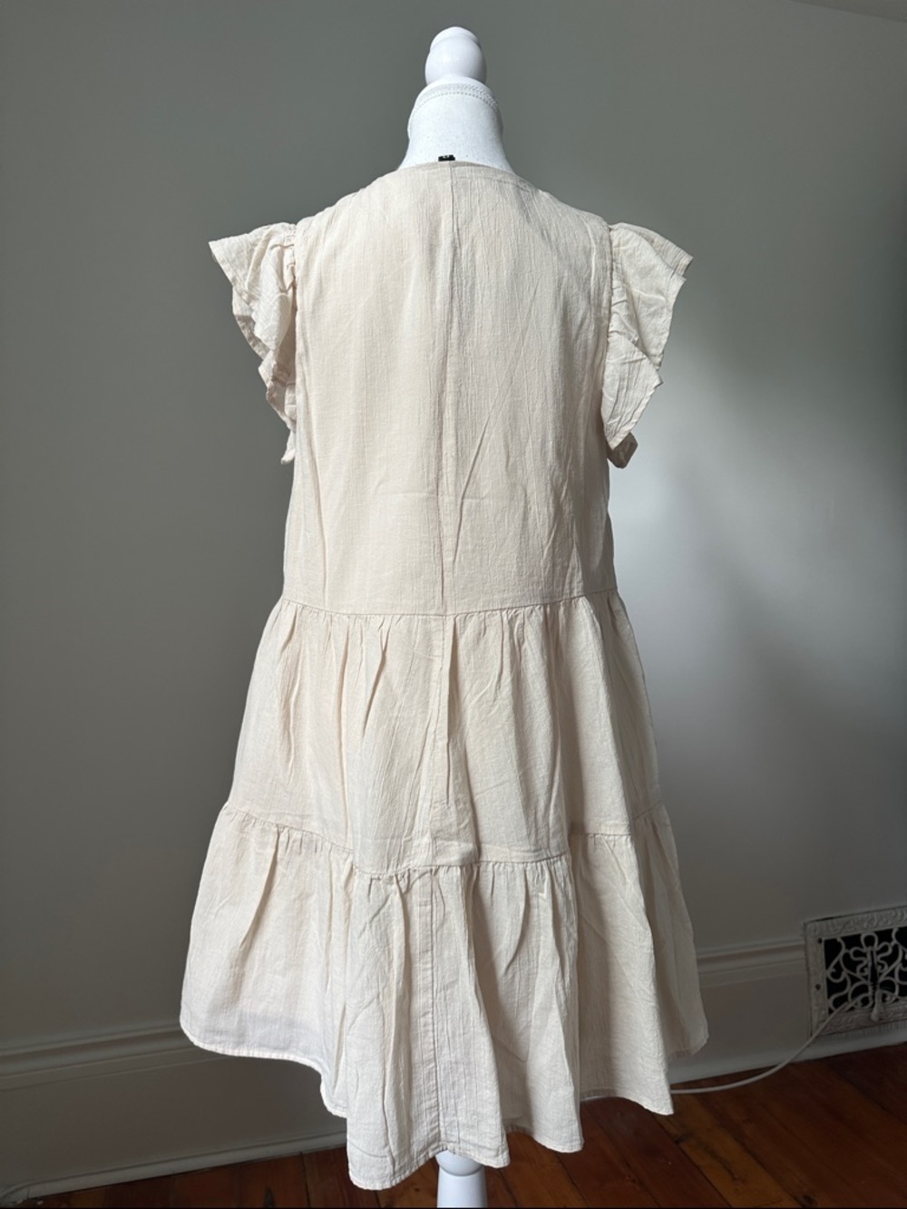 H&M Cream Ruffle Sleeve Mini Dress - Picture 4 of 5